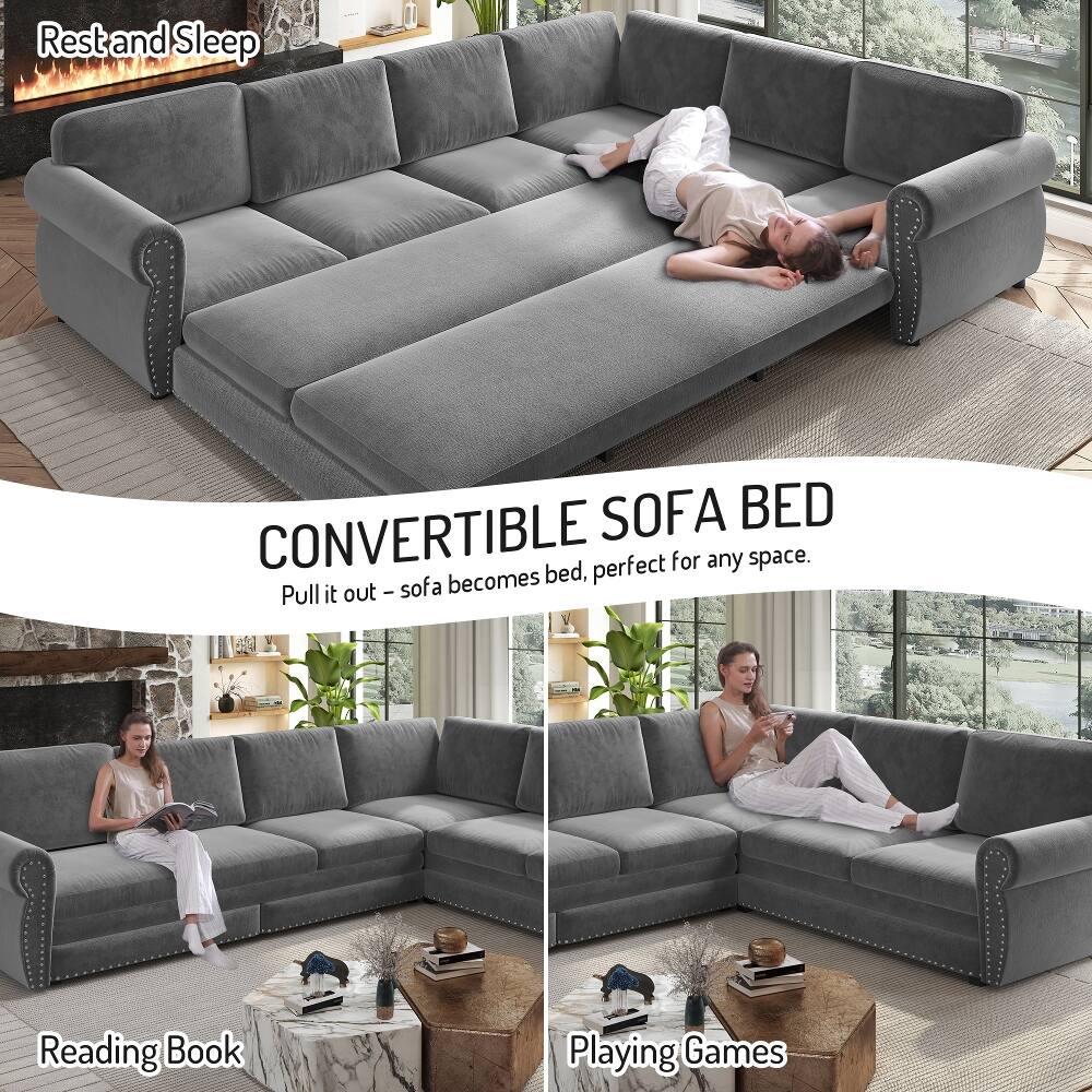Rest and Sleep  
CONVERTIBLE SOFA BED  
Pull it out - sofa becomes bed, perfect for any space.  

Reading Book  
Playing Games