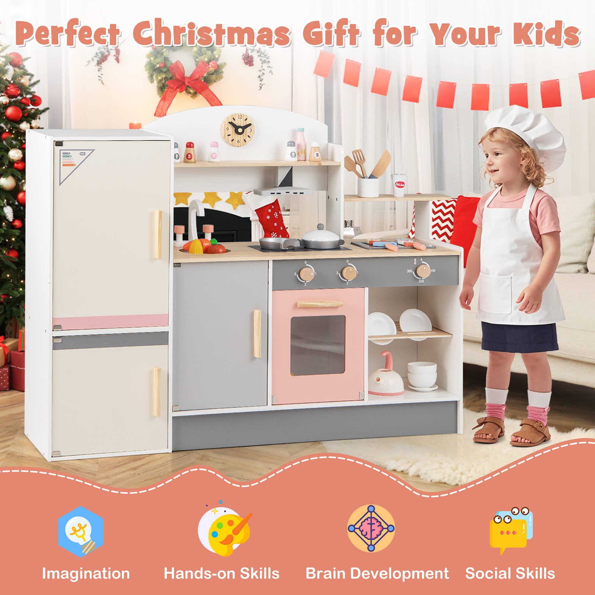 希少！ ファイヤーキング アイボリー キッチンセット 6点セット Gymax Kids Chef Play Kitchen Set Toddlers Wooden Pretend Toy