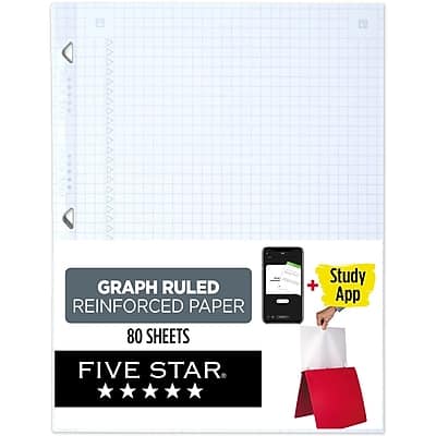 "Five Star - Reinforced Graph Paper, 8.5"" x 11"", 3-Hole Punched, 80 Sheets/Pack (170122/170036) - White" price history on PriceWatchPro