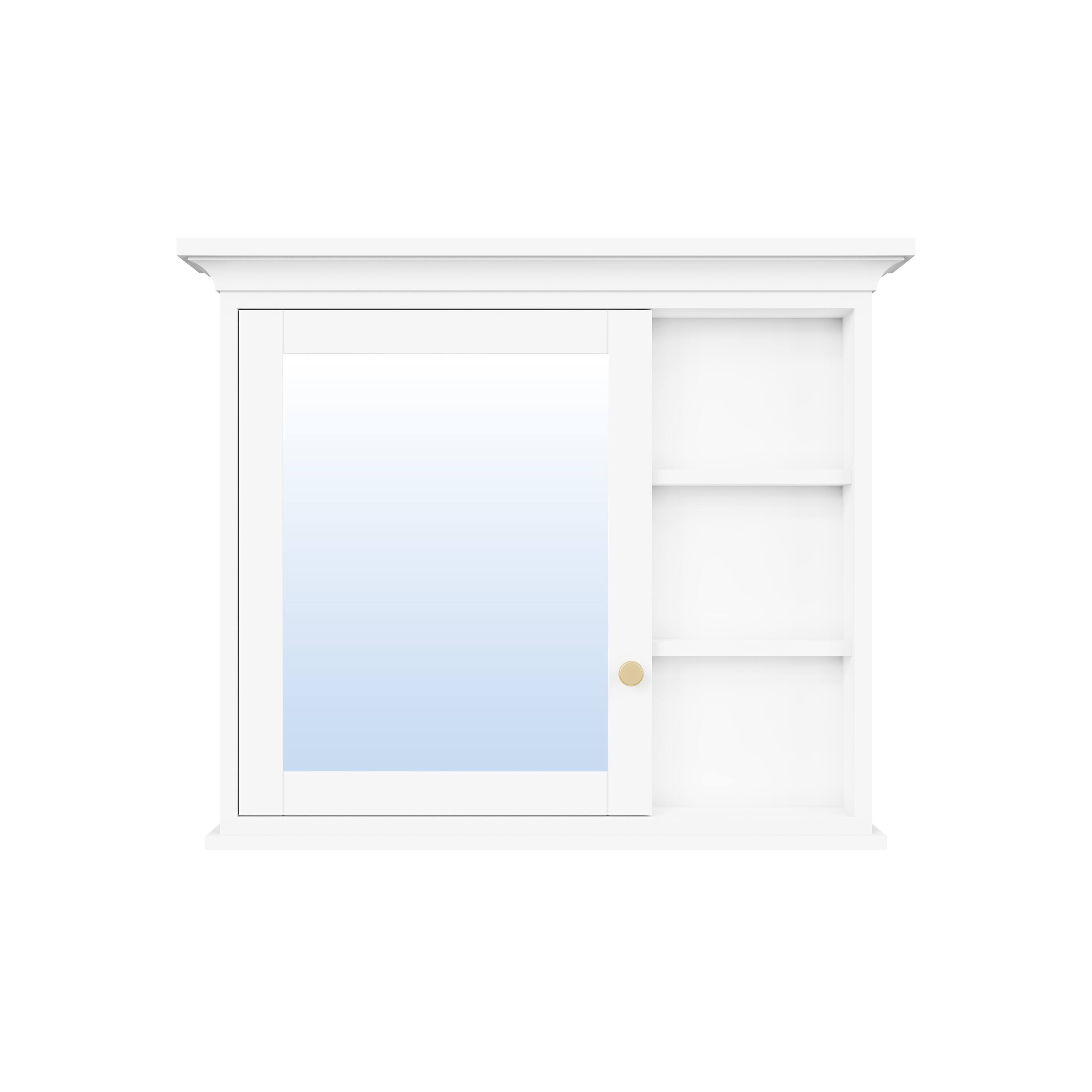 Alt View 3. WELLFOR - 36 in. W x 30 in. H Solid Wood Rectangular Surface Mount Medicine Cabinet with Mirror, Soft Close Door - White.