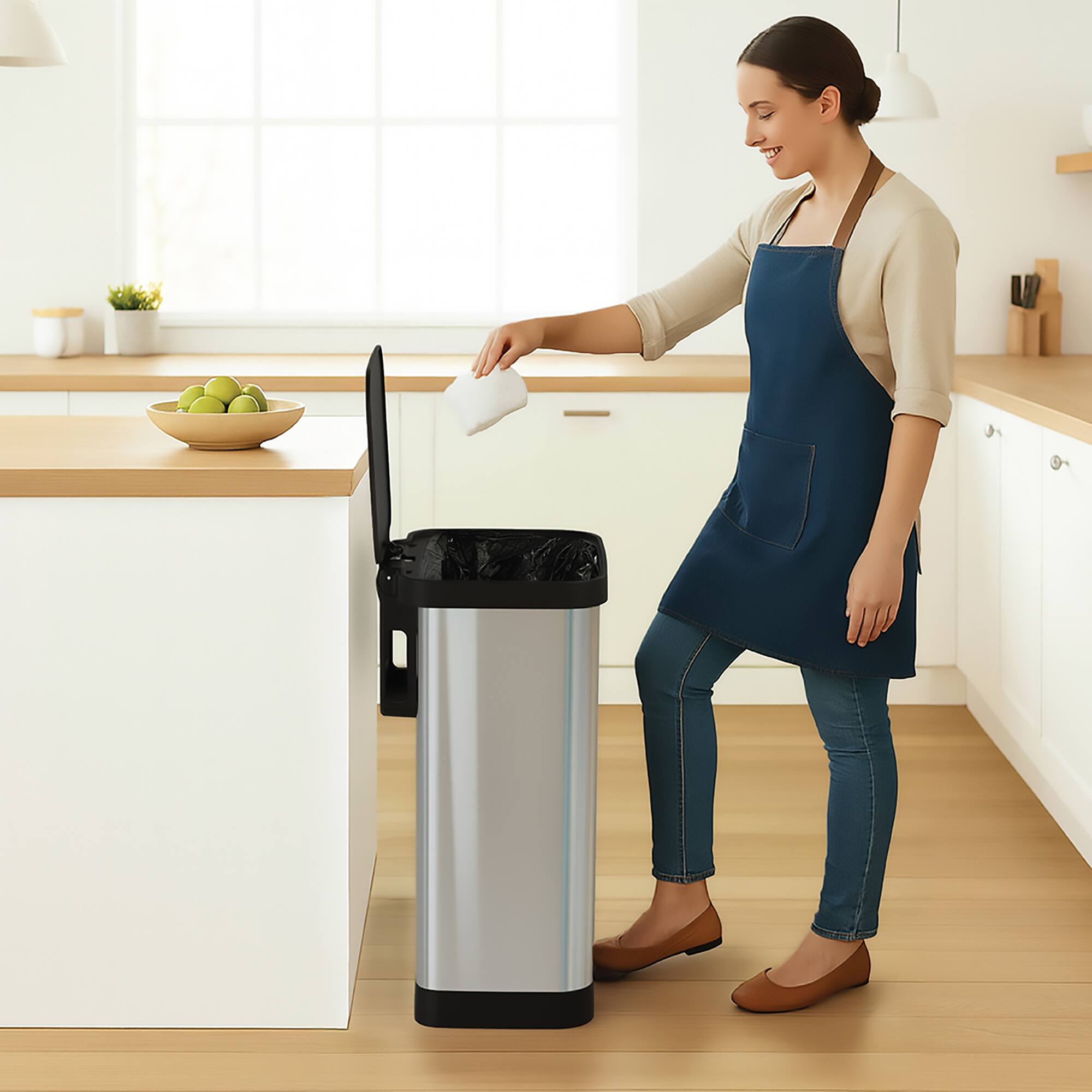 Alt View 7. Glad - Glad Step Trash Can, Soft Close Lid Bin with Odor Protection, 20 Gal, Stainless - SS.