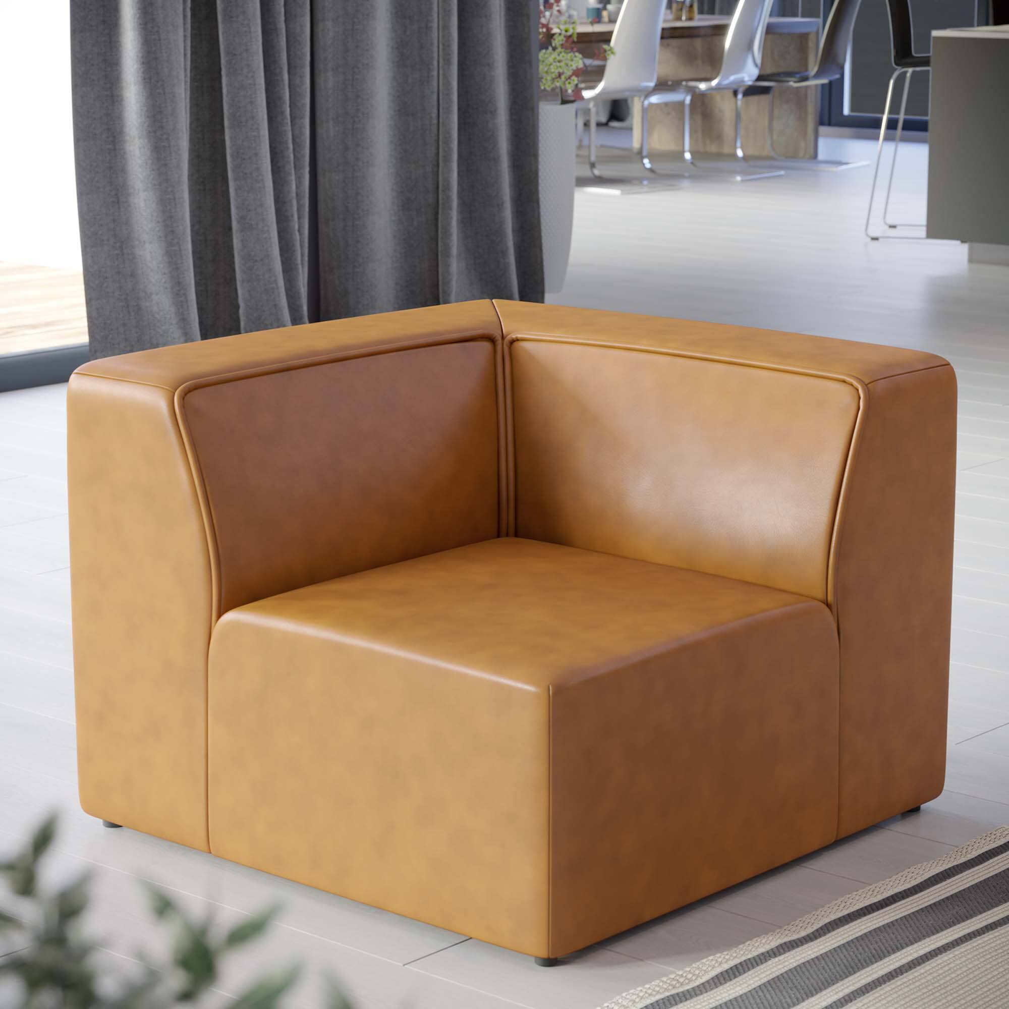 Alt View 5. Modway - Mingle Vegan Leather Corner Chair by Modway - Tan.