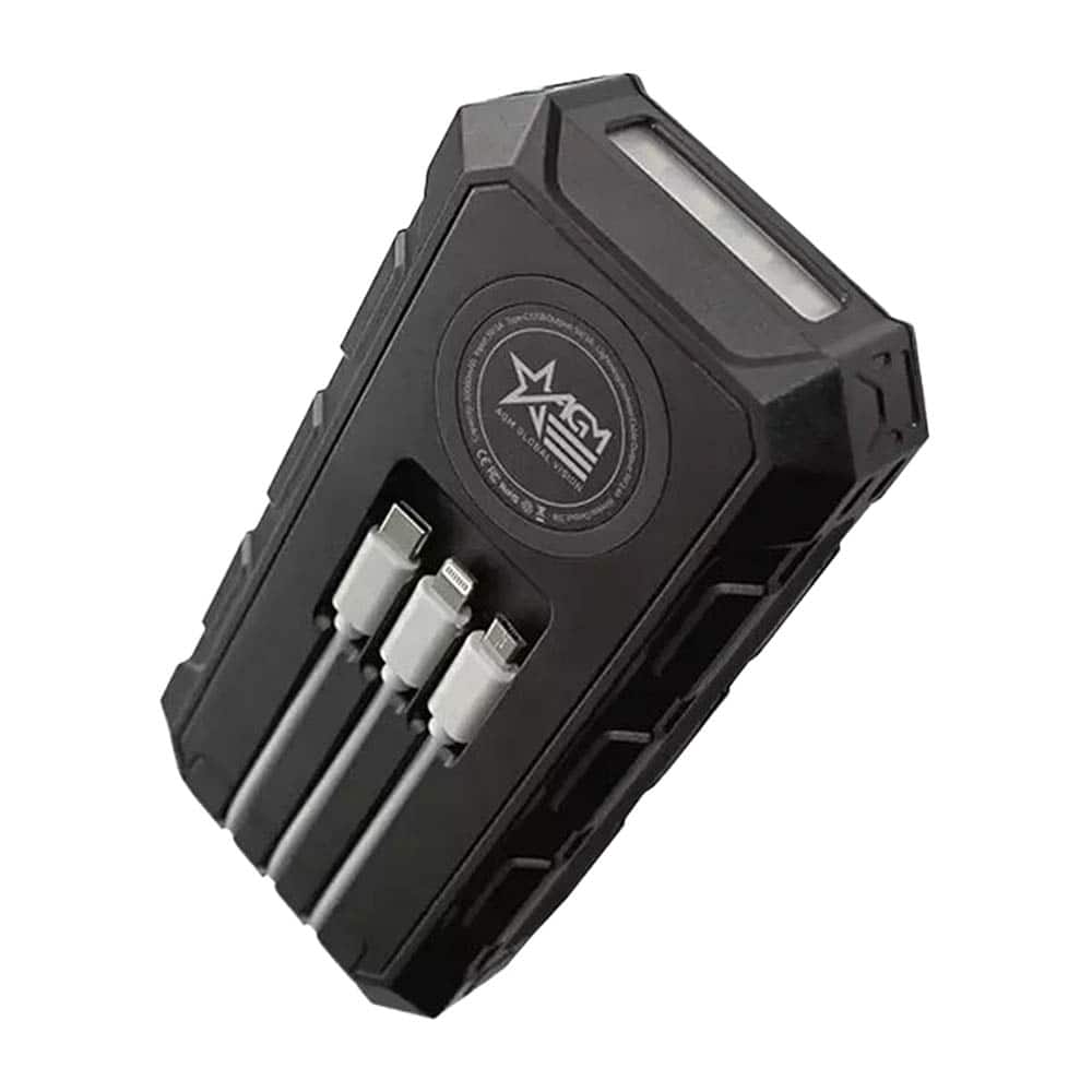 AGM Global Vision - 30,000mAh Portable Wireless Solar Rechargeable Powerbank - Black