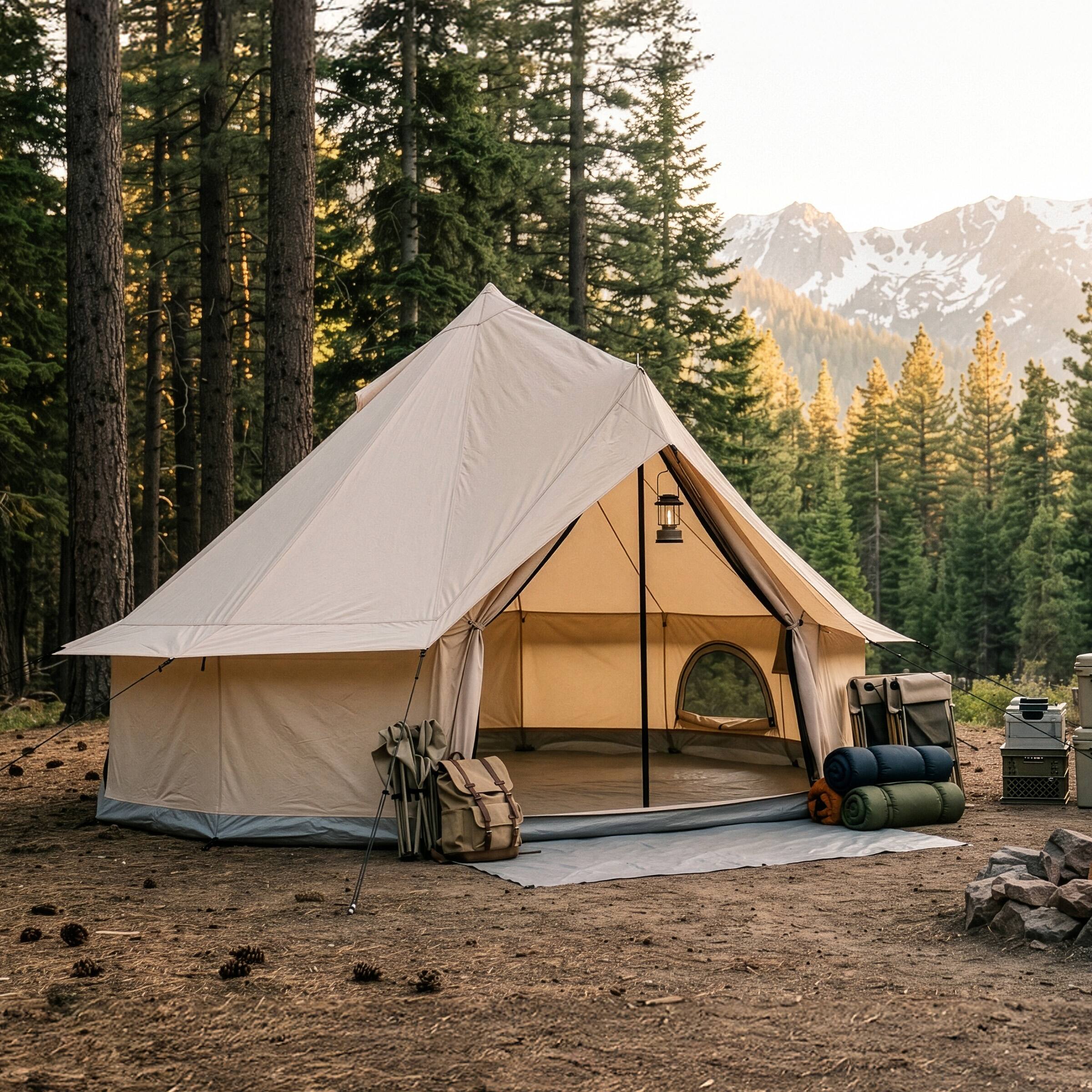 Alt View 6. Wakeman Outdoors - 10 Person Tent for Camping Breathable Spacious Water-Resistant Glamping Tent 16x16x9.8ft - Beige.