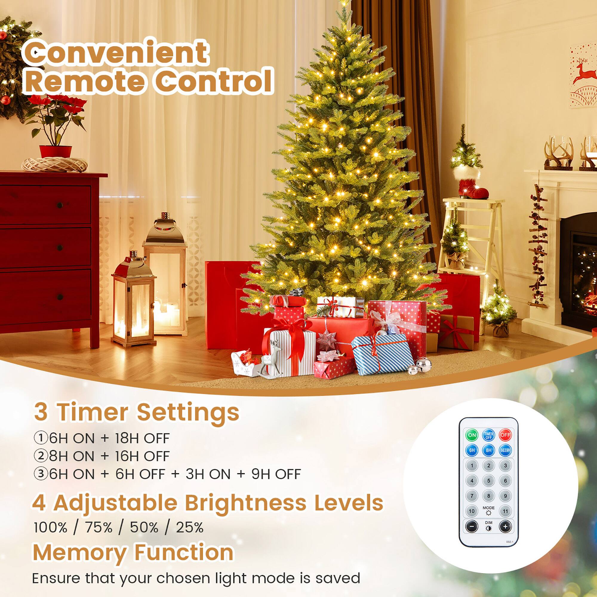 Convenient Remote Control

3 Timer Settings
1. 6H ON + 18H OFF
2. 8H ON + 16H OFF
3. 6H ON + 6H OFF + 3H ON + 9H OFF

4 Adjustable Brightness Levels
100% / 75% / 50% / 25%

Memory Function
Ensure that your chosen light mode is saved