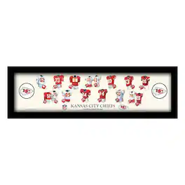 Sporticulture - Kansas City Chiefs 12" x 36" Team Uniform Heritage Framed Wall Art - Multicolor