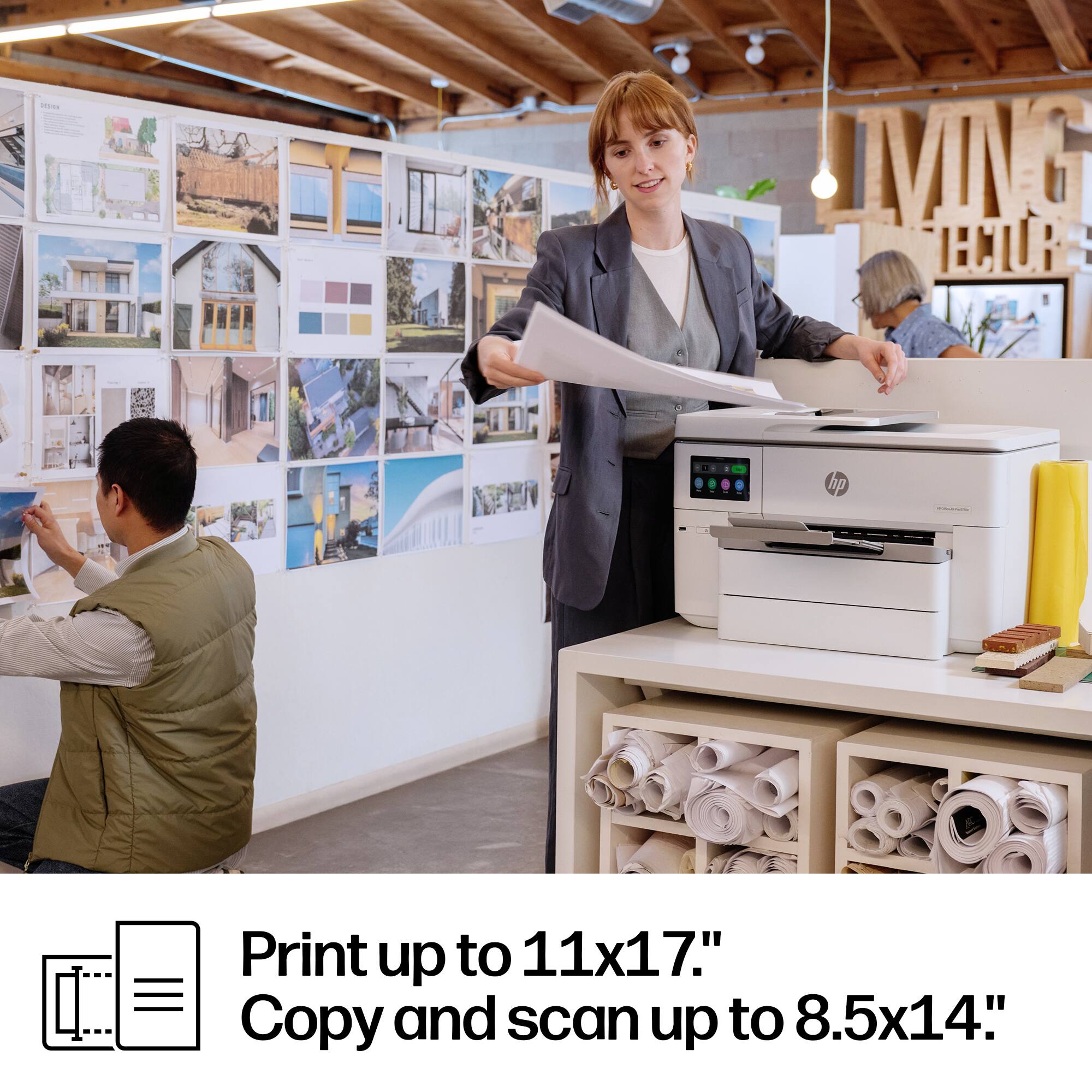 Print up to 11x17".  
Copy and scan up to 8.5x14".