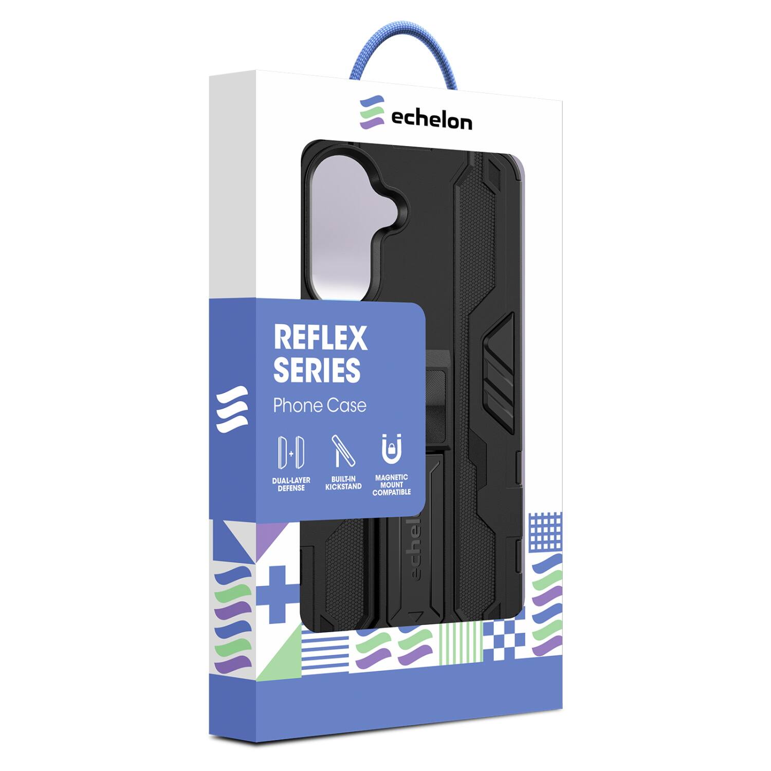 echelon REFLEX SERIES Phone Case  
D-O J  
DUAL-LAYER BUILSN MAGNETIC KICKSTAND MOUNT DEPENSE COMPATIBLE  
echel