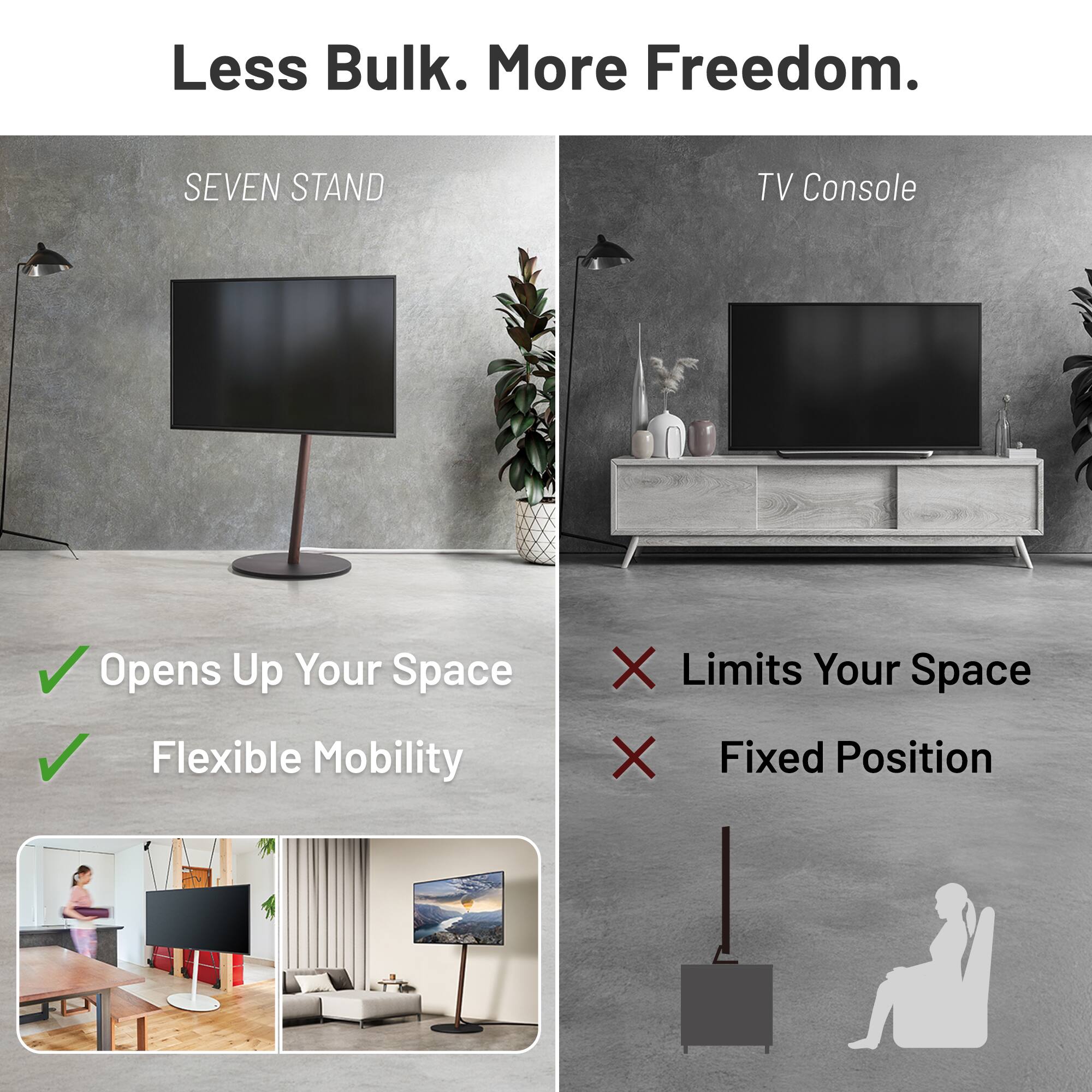 WALL SevenStand A2 High Type – Rolling TV Stand for 24–55 Inch TVs