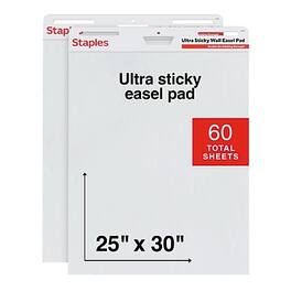 Staples - Ultra Sticky Wall Easel Pad, 25" x 30", 30 Sheets/Pad, 2 Pads/Pack - White