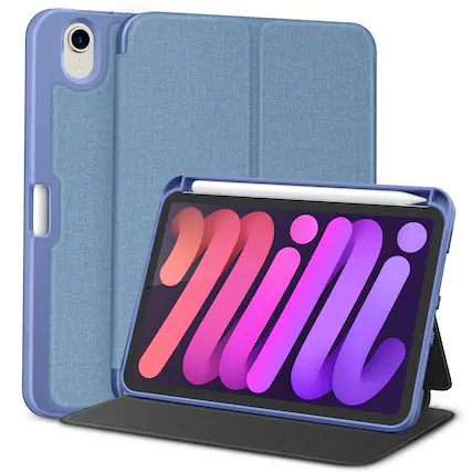 Front. DTTO - Case for iPad mini 7 (A17 Pro) Case 2024, iPad mini 6th Generation Case 2021, with Pencil Holder, Multi-Angle Stand - Sky Blue.