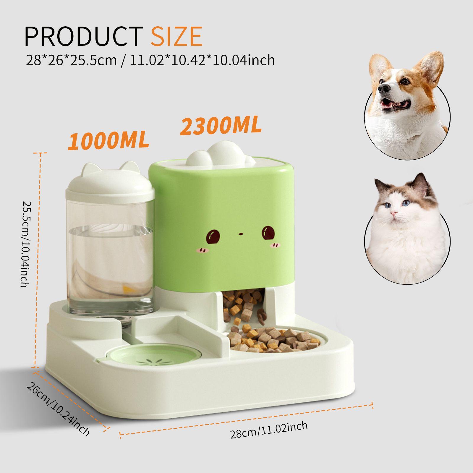 JUJABU - 2.2 L Automatic Cat Food and 1.5 L Water Dispenser Set - Green