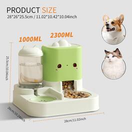 JUJABU - 2.2 L Automatic Cat Food and 1.5 L Water Dispenser Set - Green