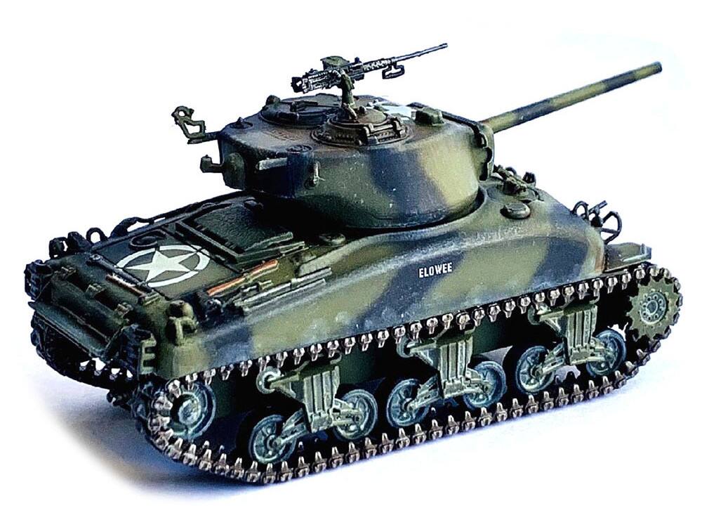 Angle. Dragon Models - United States M4A1(76)W VVSS Sherman Tank 2nd Armored Division France (1944) NEO Dragon Armor Series  1/72 Plastic Model - Multi.