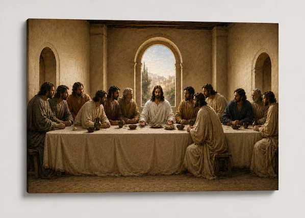 Front. FC Design - Large Canvas 24x36" Ready-to-Hang Ivory Grace Last Supper Art Art Painting Home Wall Décor - MultiColor.