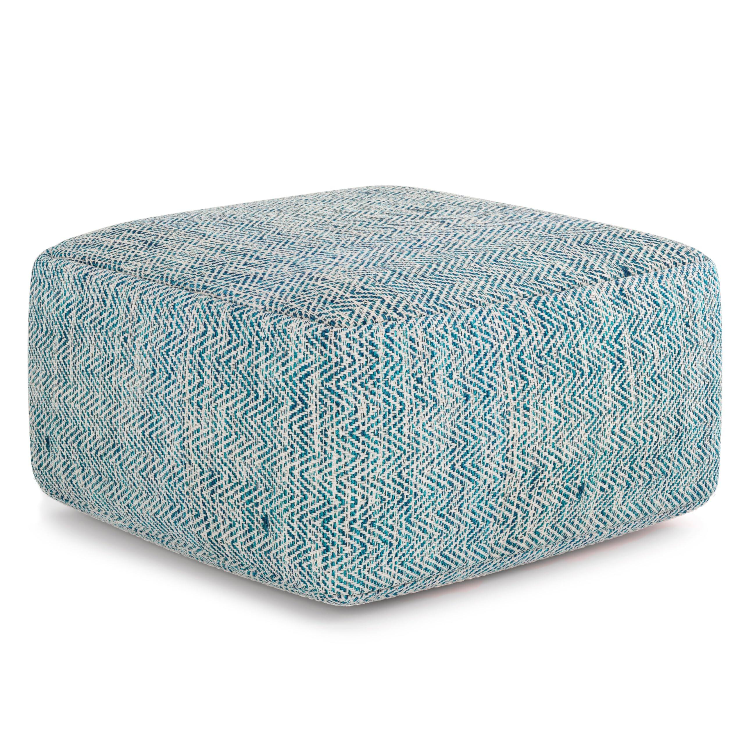 Patterned Teal Melange Cotton Pouf