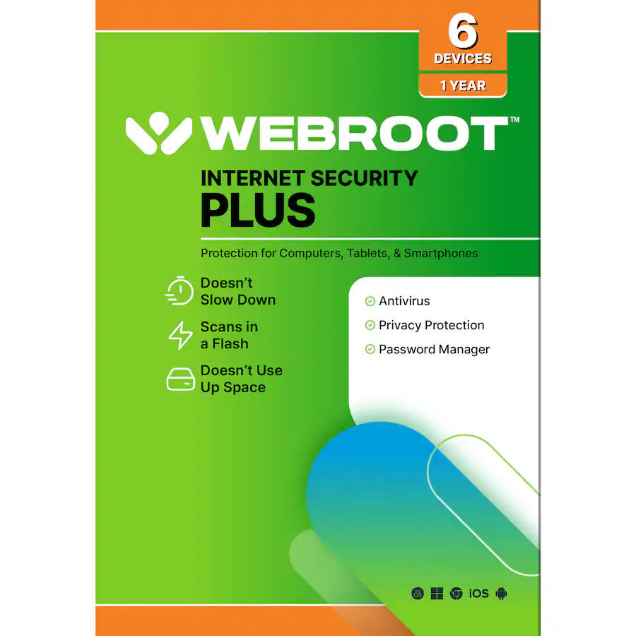 Webroot Internet Security Plus + Antivirus Protection (6 Devices) (1 ...