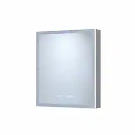 RYHNUYNE - 24 in x 30 in Left-Hand, Aluminum Frame, LED Light and Clock, Recessed or Surface Mount - Silver