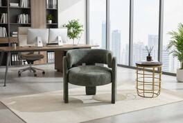 Forest'nSky - Modern Office Chair in Green Boucle Fabric - Contemporary Upholstered Armchair for Desk & Lounge - Antique Green