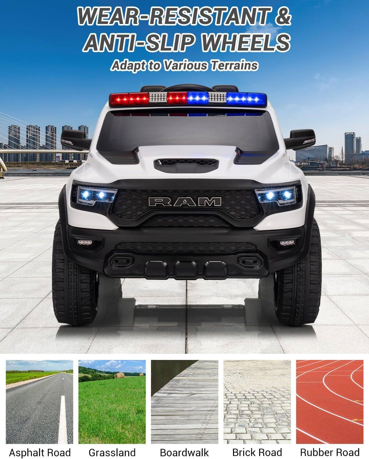 WEAR-RESISTANT & ANTI-SLIP WHEELS  
Adapt to Various Terrains  

Asphalt Road  
Grassland  
Boardwalk  
Brick Road  
Rubber Road