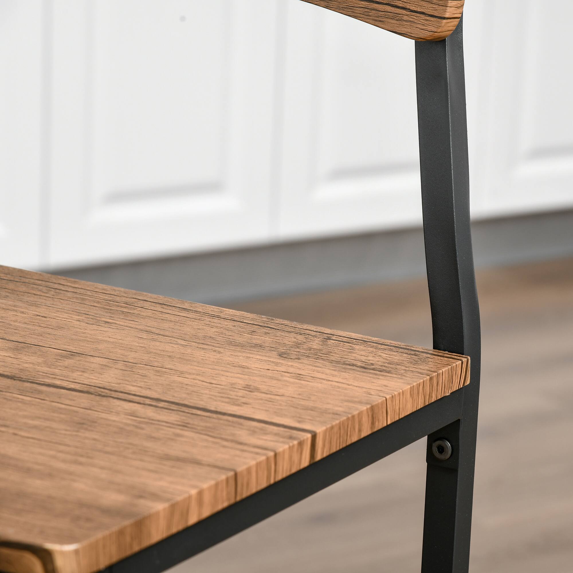 Alt View 8. Homcom - 3 Piece Counter Height Bar Table and Chairs Set, Industrial Small Dining Table Set for 2, Square Kitchen Table - Walnut and Black.