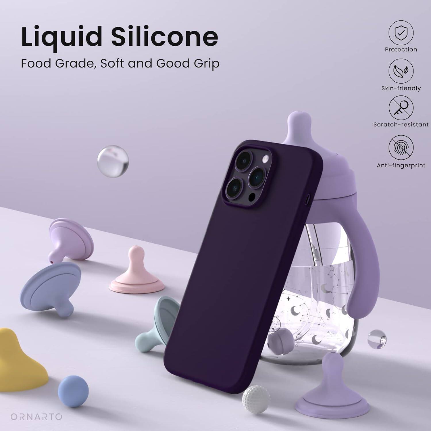 Liquid Silicone, Food Grade, Soft and Good Grip, Protection, Skin-friendly, Scratch-resistant, Anti-fingerprint, ORNARTO