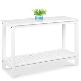 Best Choice Products - 48in 2-Shelf Indoor Outdoor Wooden Console Table Multifunctional Buffet Bar Storage - White