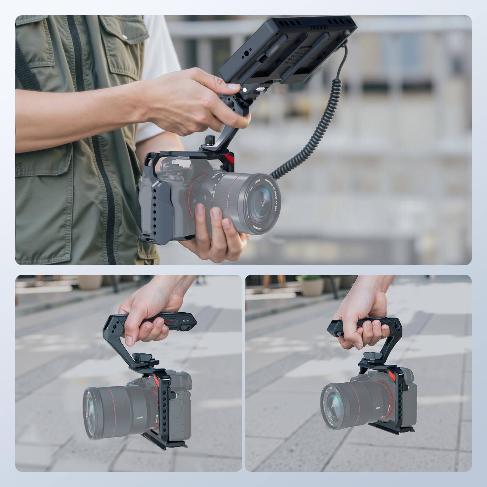 Alt View 5. Neewer - Lightweight ARRI-Style Camera Top Handle with Cold Shoe Mounts - Black.