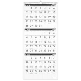 AT-A-GLANCE - 2026 Contemporary 12" x 27" Three-Month Wall Calendar - White/Black
