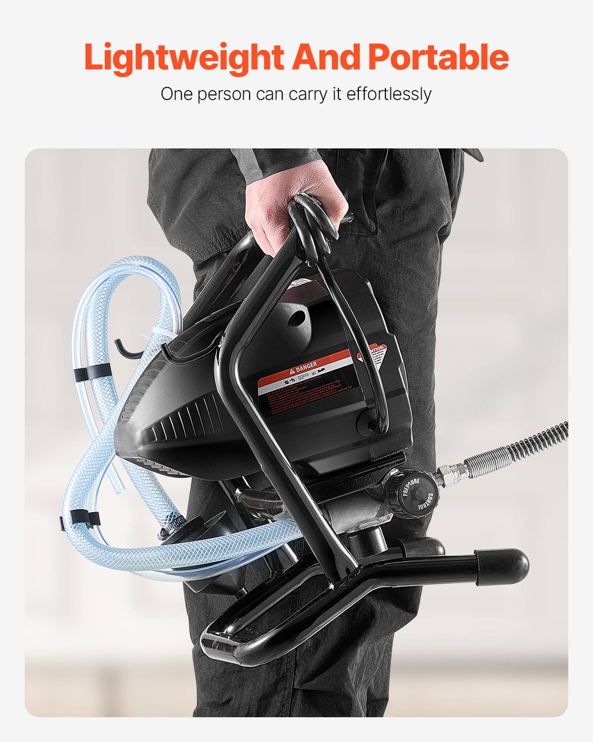 Lightweight And Portable  
One person can carry it effortlessly  

4 DANGER  
NTION  
PREPSURE CONTROL