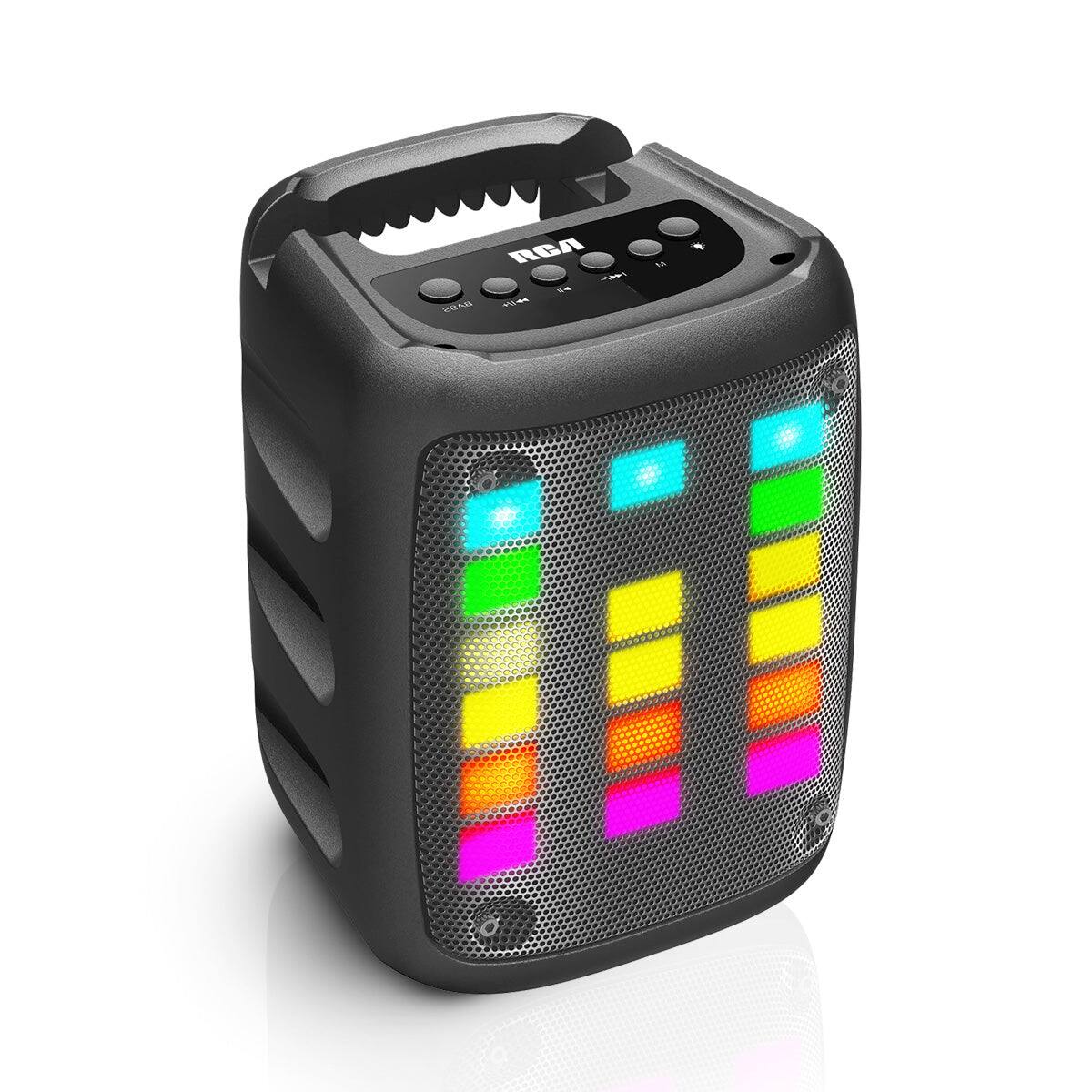 Angle. RCA - Disco 103 RGB Wireless Mini Party Speaker with LED Show Lights and 3" Woofer - Black.