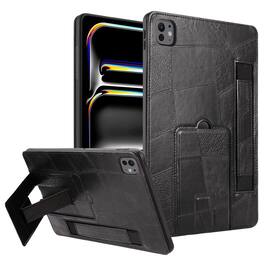 Dteck - Leather Texture Case for Apple iPad Air (M4) 13" 2026, Shockproof Cover with Multi-Angle Stand and Secure Hand Strap - Black