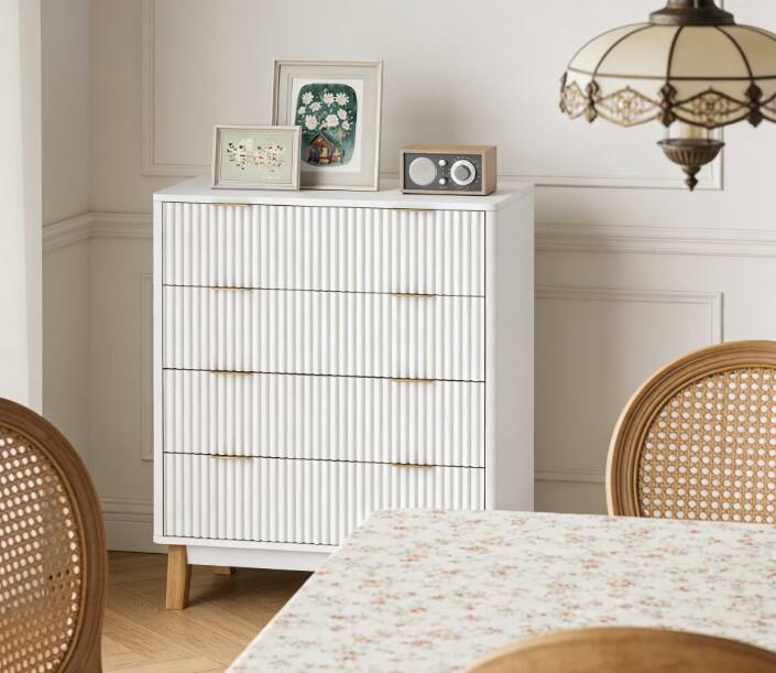 Alt View 2. Forest'nSky - White 4 drawer 27.6 in. Wide Chest of Drawers for Living Room - White.