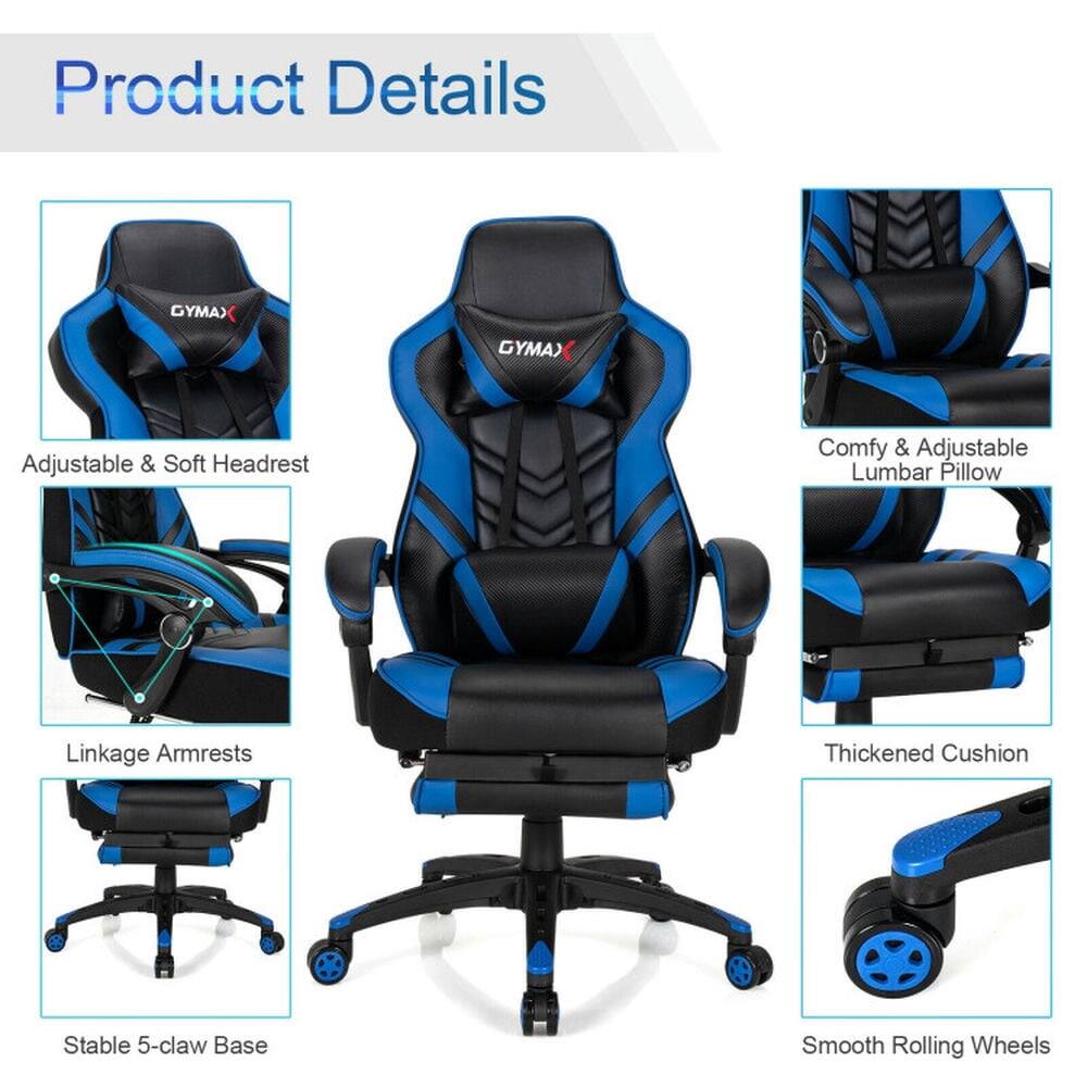 Product Details

- Adjustable & Soft Headrest
- Comfy & Adjustable Lumbar Pillow
- Linkage Armrests
- Thickened Cushion
- Stable 5-claw Base
- Smooth Rolling Wheels