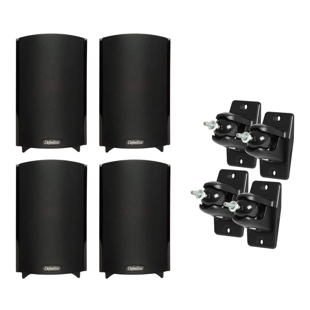 (2 Pairs) Definitive Technology ProMonitor 800-2-Way Satellite Pair of Definitive VEPC Pro-Mount 90 Pair Bundle - Black