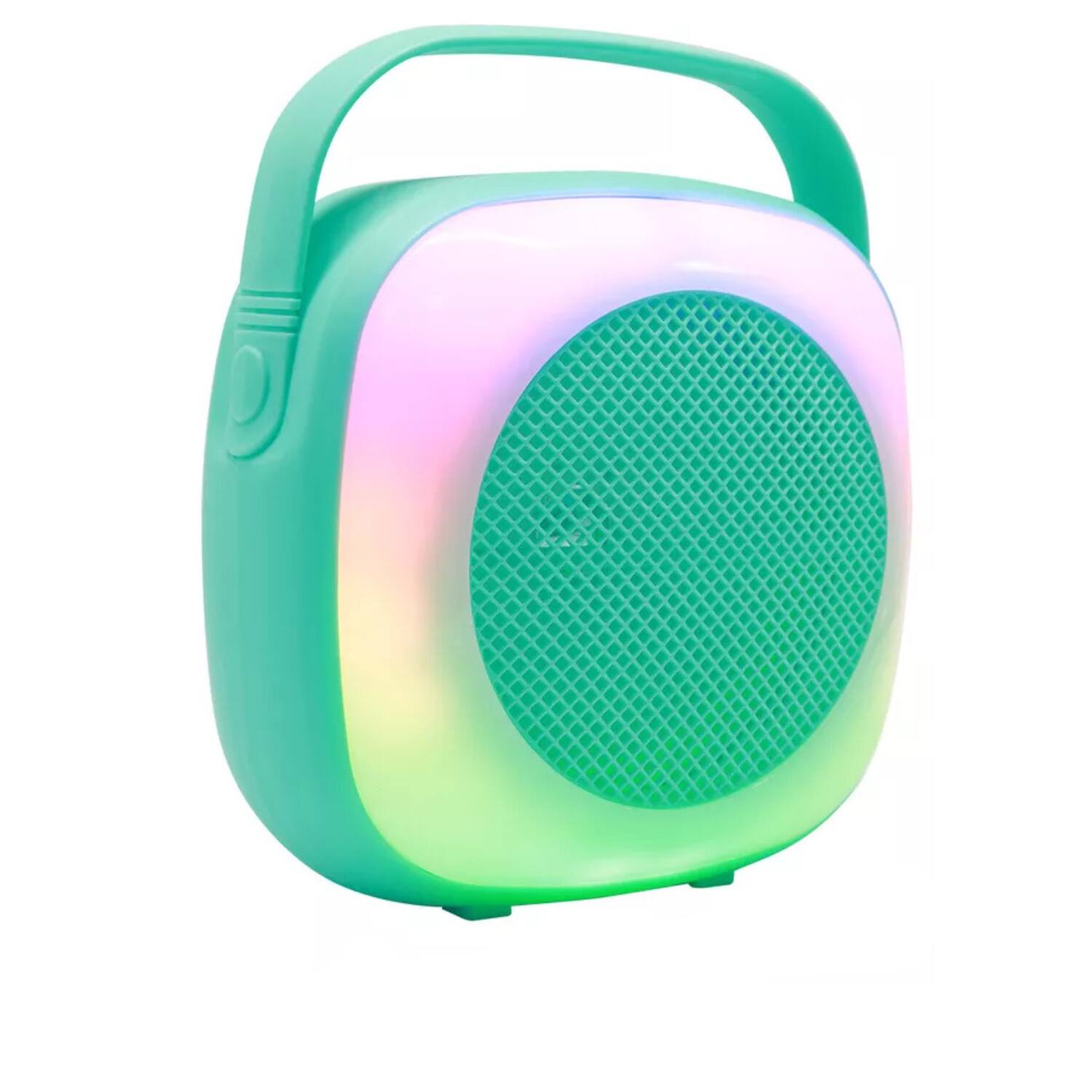 Angle. Stock Preferred - Portable 6.5" Mini Bluetooth Speaker RGB Party Lights & Handle Green.