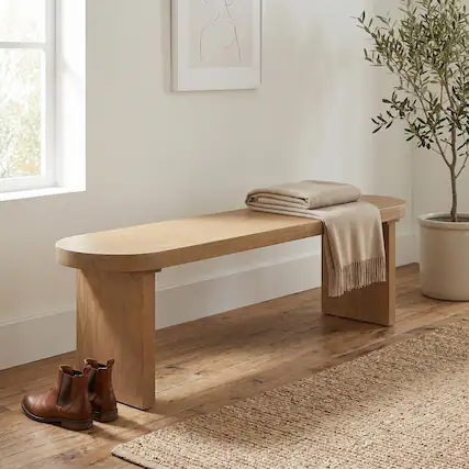 Front. Ropilly - Ropilly Solid Pine Dining Bench Rustic Wood Indoor Seating Heavy Duty Kitchen Furniture - Pine.