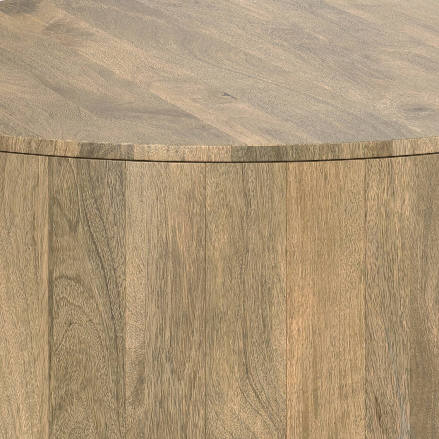 Alt View 7. Simpli Home - Millbury SOLID MANGO WOOD 36 inch Wide Round Contemporary Drum Coffee Table in Briarsmoke, Fully Assembled - Briarsmoke.