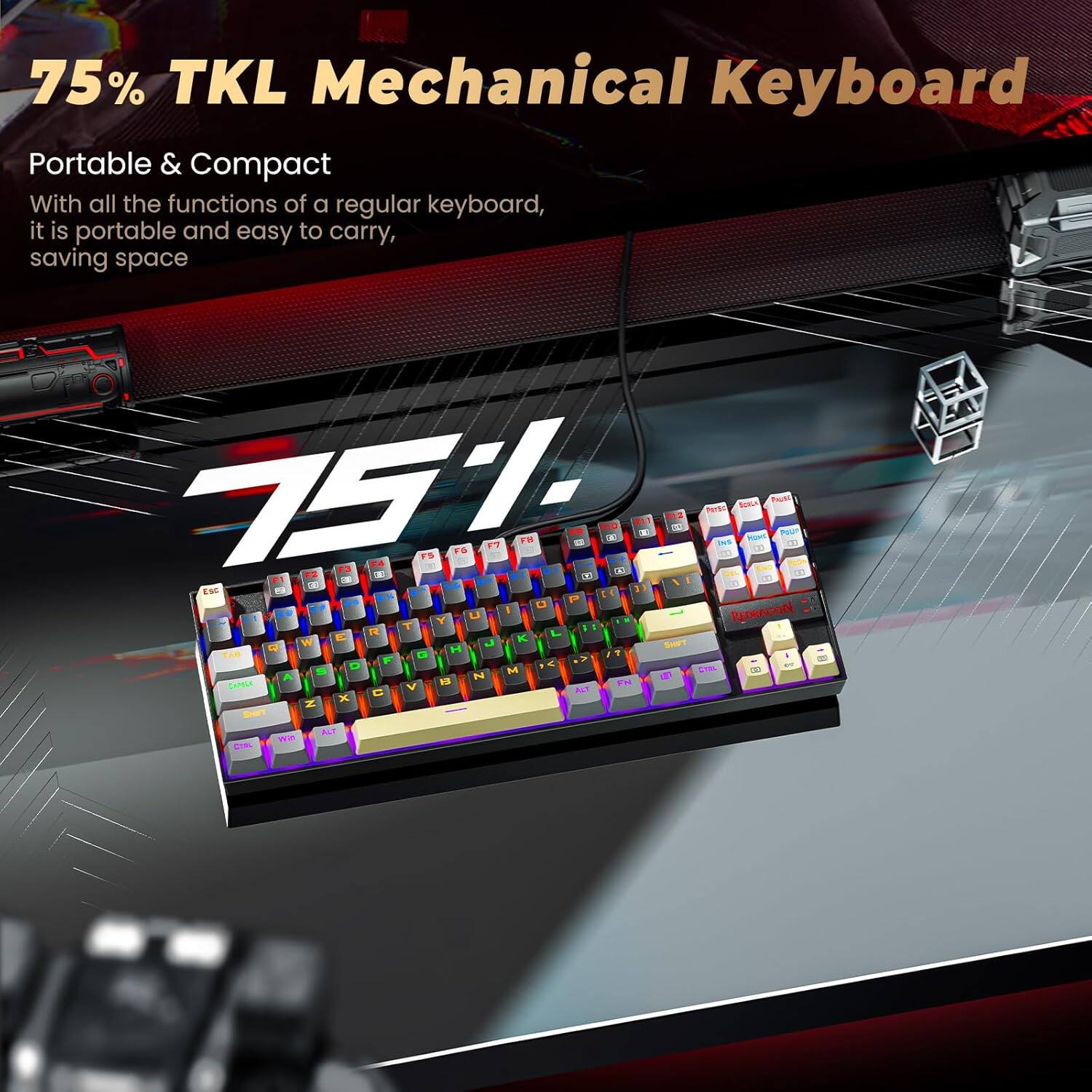 75% TKL Mechanical Keyboard

Portable & Compact

With all the functions of a regular keyboard, it is portable and easy to carry, saving space