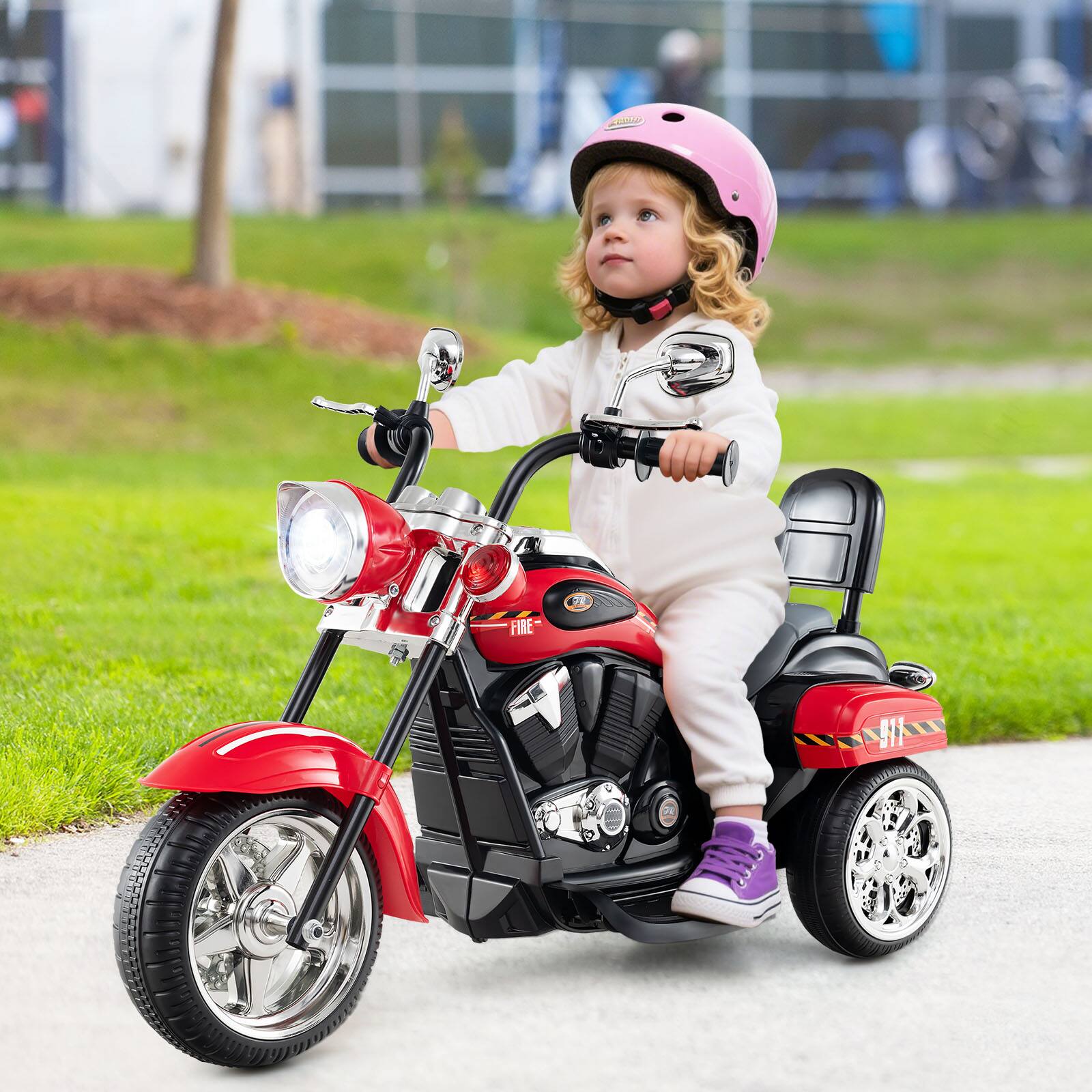 Alt View 1. Gymax - Gymax 6V Electric Kids Motorcycle 3-Wheel Ride On Toy w/ Adjustable Headlight Red - Red.
