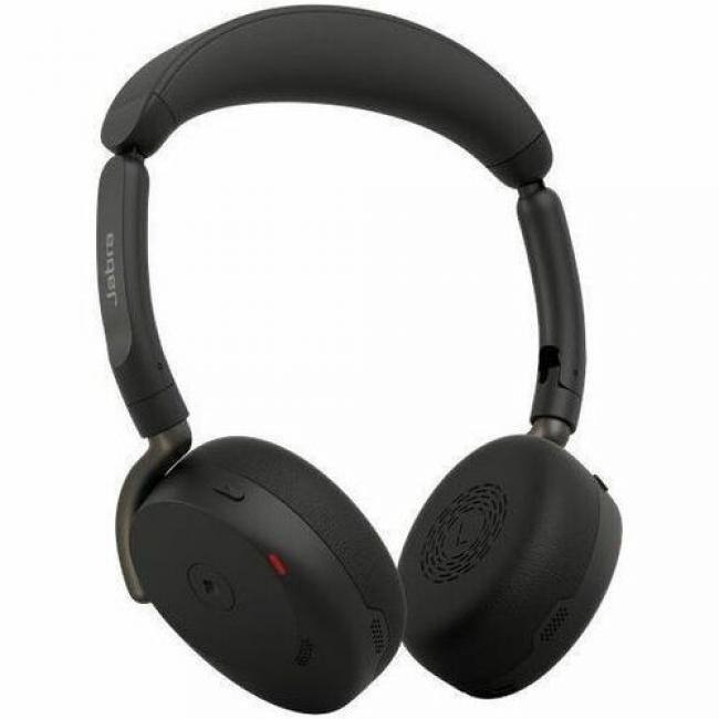 Front. Jabra - Jabra Evolve3 65 Flex MS - USB-C with Dongle - Black - Microsoft Teams Certification - Stereo - Wired/Wireless - Black.