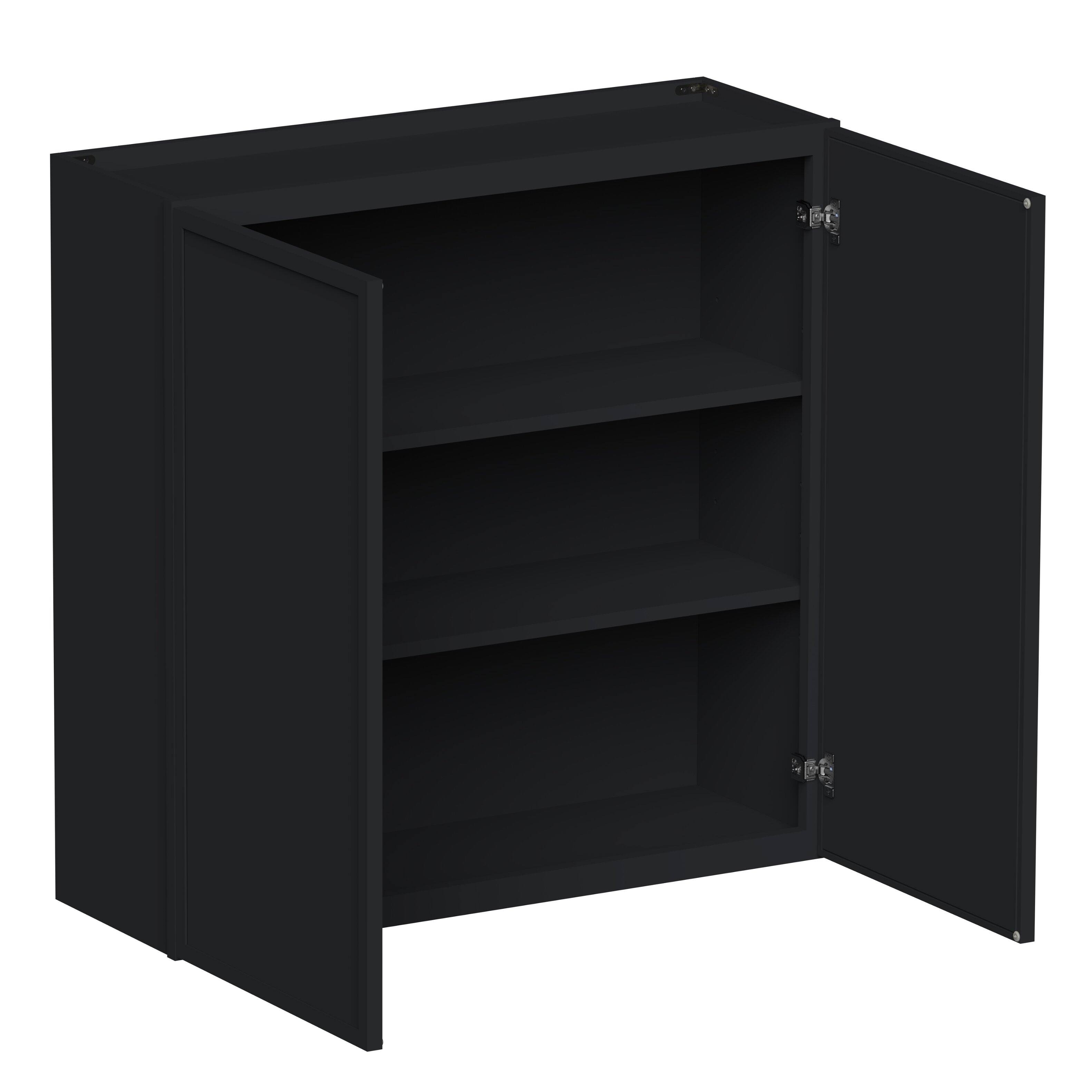 Angle. Boyel Living - 36-in W x 36-in H x 12-in D Shaker RTA Kitchen Wall Cabinet with Soft-Close - Black.