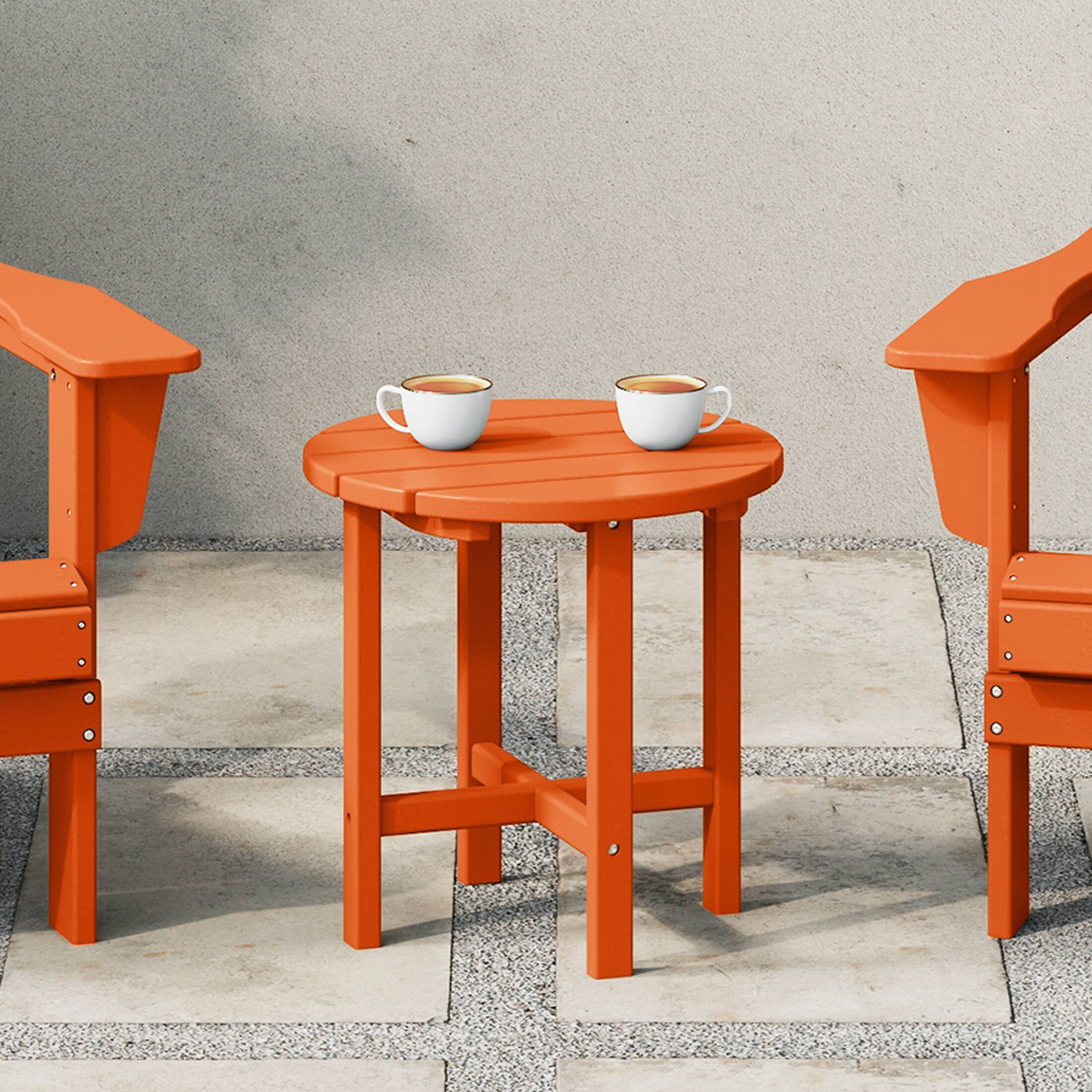 Angle. WestinTrends - WestinTrends Dylan Adirondack Round Outdoor Side Table - Orange.