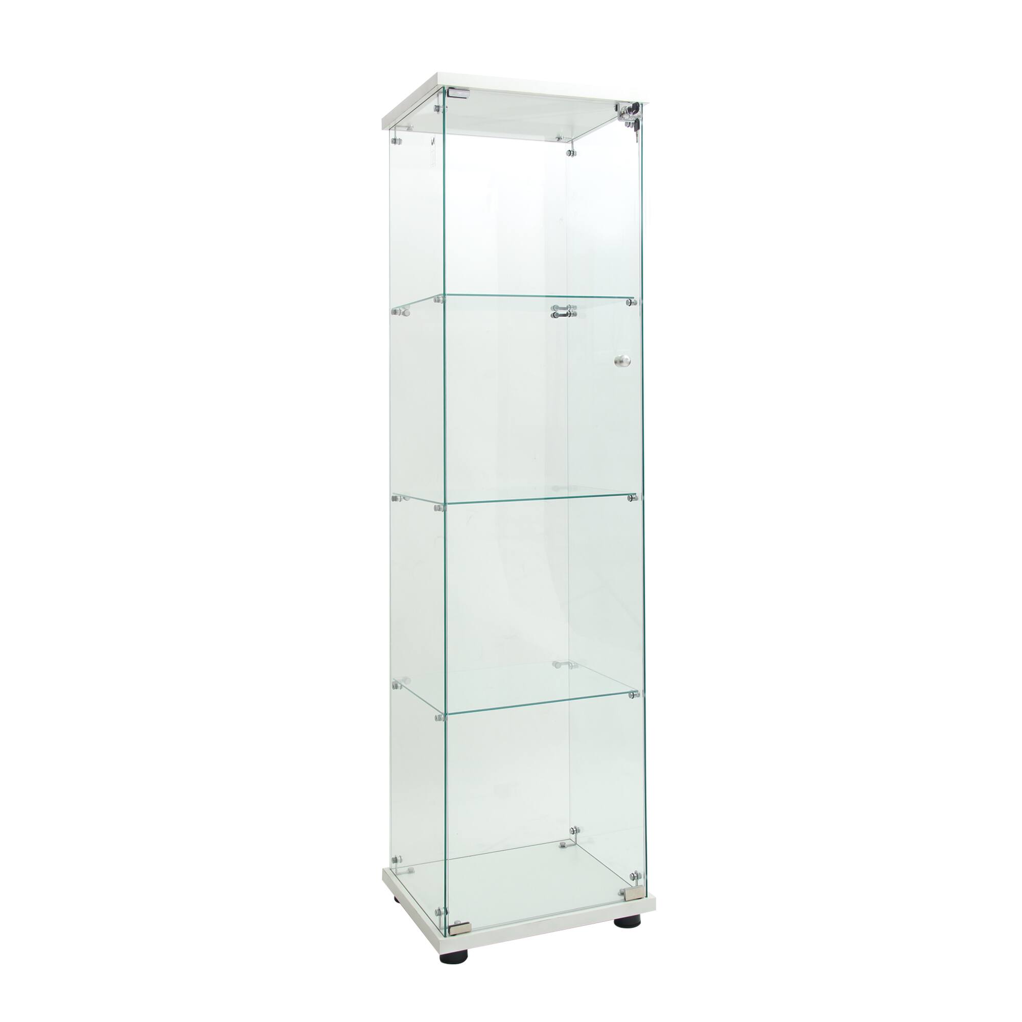 Alt View 5. GOODSILO - LED Glass Display Cabinet 4 Shelves with Door, Floor Standing Curio Bookshelf for Living Room Bedroom Office - White.