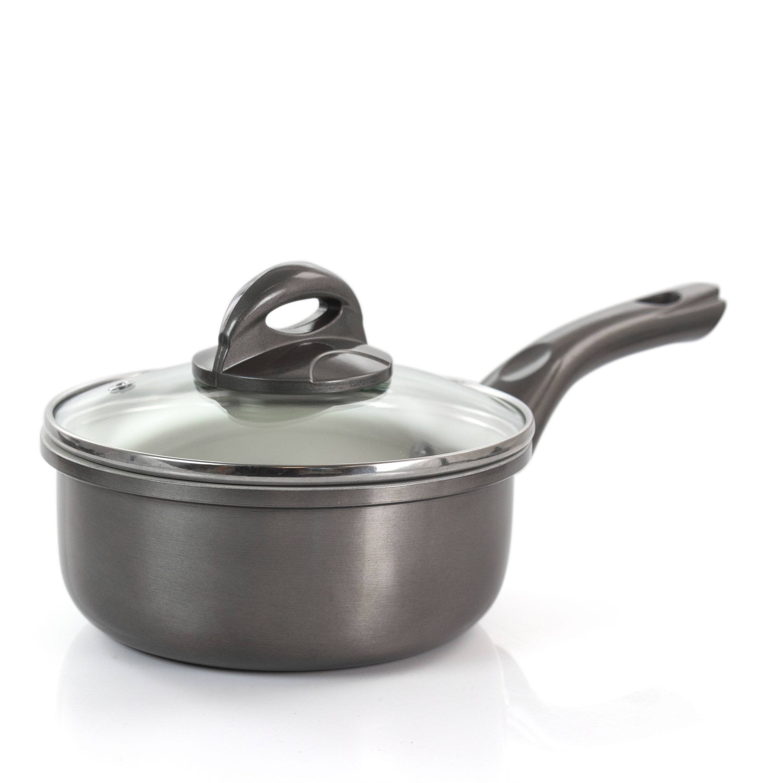 Alt View 8. Gibson - Gibson Home Hestonville 7 Piece Aluminum Nonstick Cookware Set in Grey with Bakelite Handles - Gray.