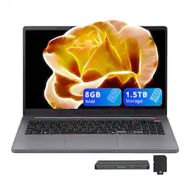 LG - Gram Book 15.6" FHD Laptop,Intel Core i5-1334U,8GB RAM,512GB SSD+1TB Dock Station,Iris Xe Graphics,Win 11 - Silver