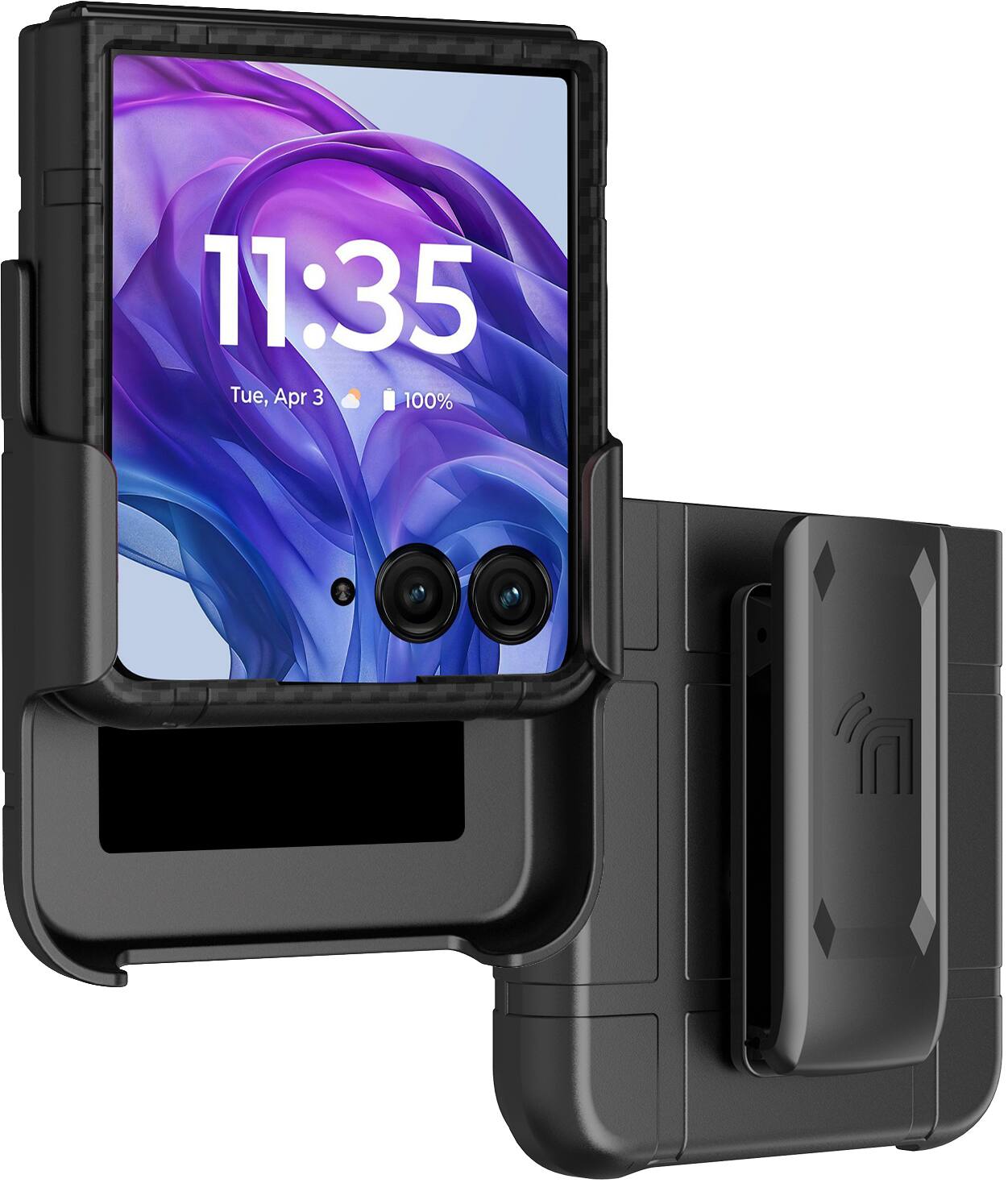 Nakedcellphone - Combo for Motorola RAZR+ 2024/2025/2026 Flip Phone (RAZR PLUS) - Slim Case and Belt Clip Holster - Carbon Fiber price history on PriceWatchPro