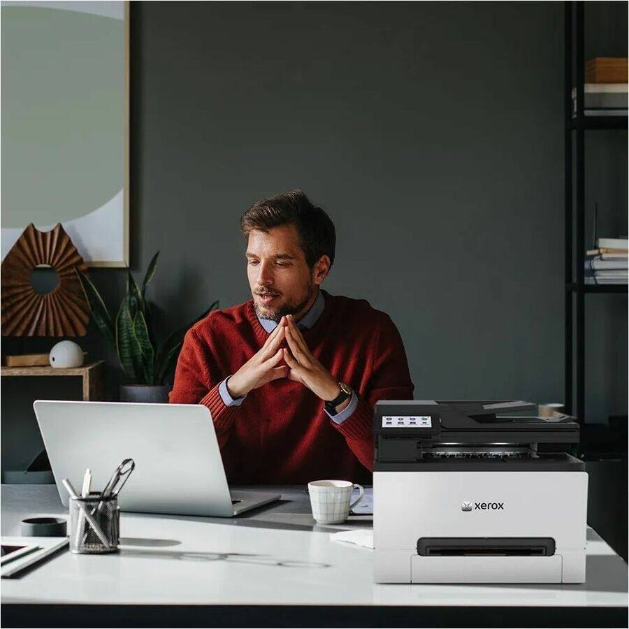 Front. Xerox - Xerox C305ae Wireless Color Laser All-in-One Printer – 32ppm, 4.3-Inch Touchscreen, Printer Scanner Copier Fax, Premium - White.
