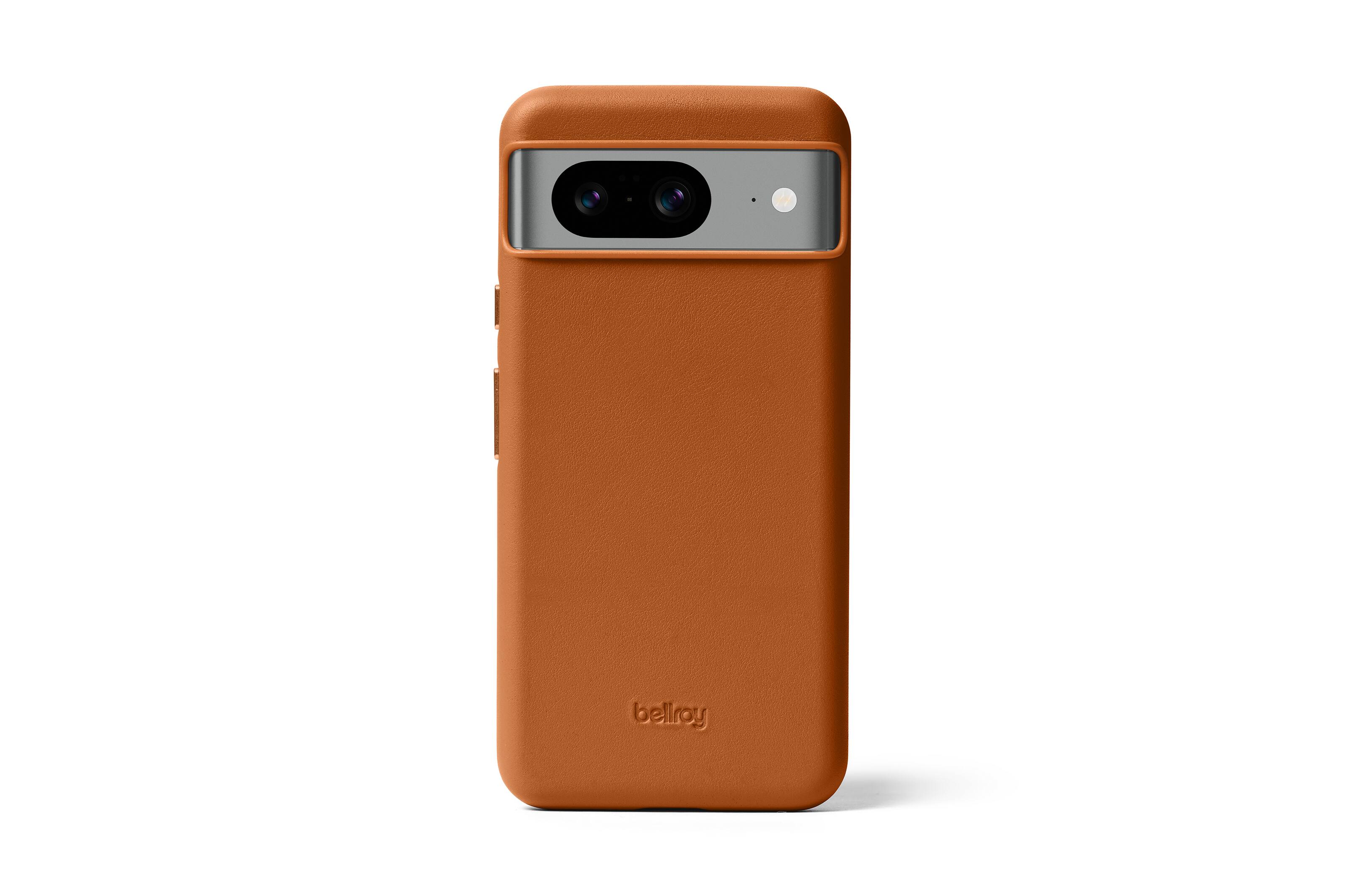 Angle. Bellroy - Pixel 8 Leather Phone Case - Terracotta.