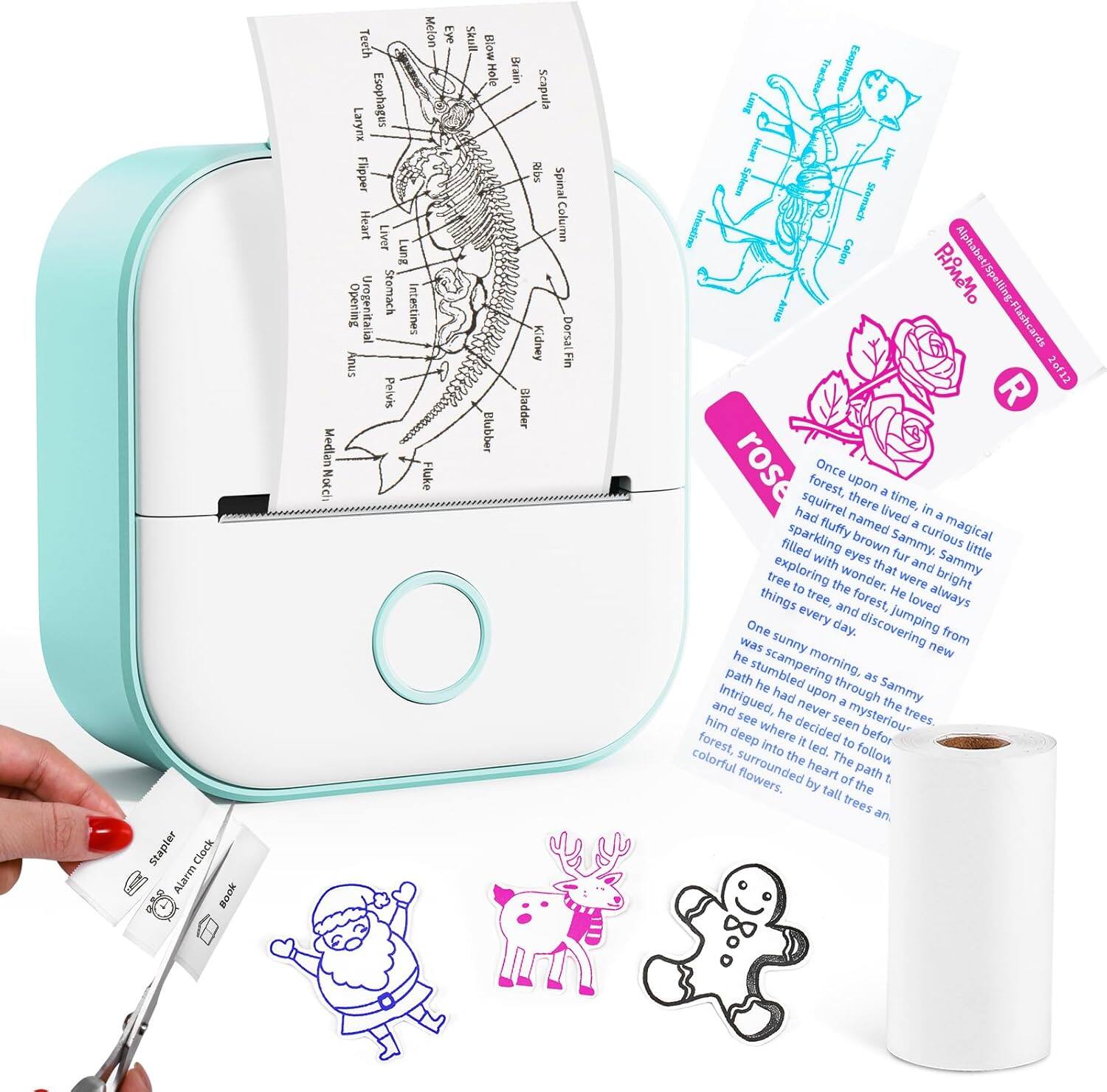 Phomemo - T02 Portable Mini Sticker Maker for Study Notes, Photos, DIY, Bullet Journal - Green